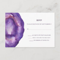 Watercolor Purple Geode Wedding RSVP