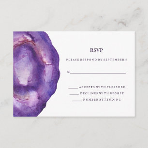 Watercolor Purple Geode Wedding RSVP Card