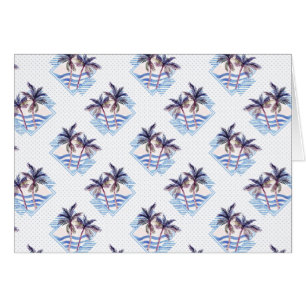Watercolor Purple Geometric Palm Tree Pattern