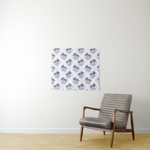 Watercolor Purple Geometric Palm Tree Pattern Tapestry