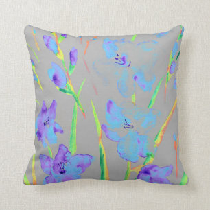 Watercolor Purple gladiolus Cushion