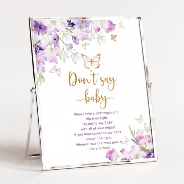 Watercolor purple gold Don't say baby game Poster (Creator Uploaded)