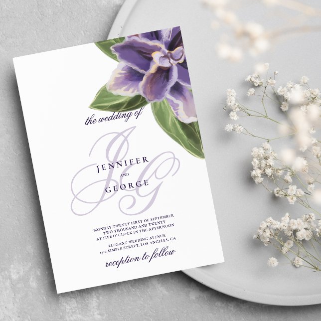 Watercolor purple green lavender orchid wedding  i invitation (Watercolor purple green lavender orchid wedding)