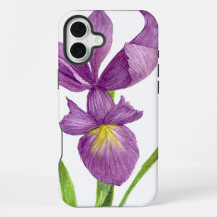 Watercolor Purple Iris Botanical Floral Art iPhone 16 Plus Case