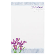 Watercolor Purple Iris Botanical Floral Organza