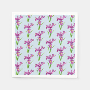 Watercolor Purple Iris Floral Art Napkin