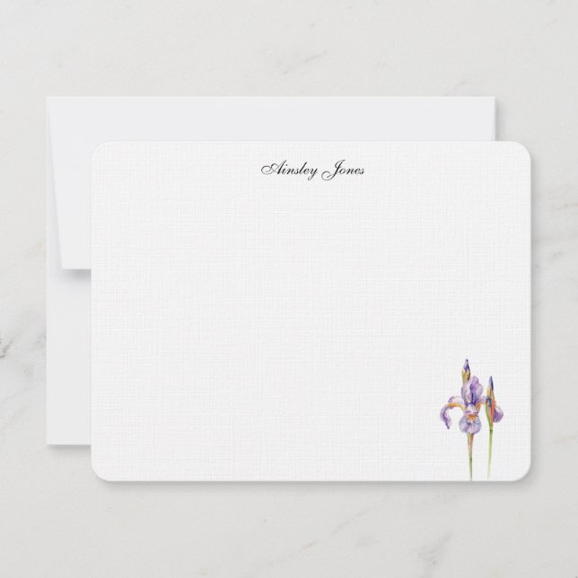 Watercolor purple Iris flower Thank You Card (Front)