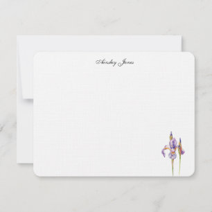Watercolor purple Iris flower Thank You Card