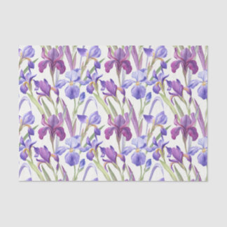 Watercolor Purple Iris Flowers  Tissue Paper