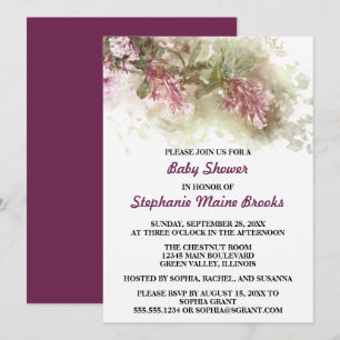 Watercolor Purple Jasmine Baby Shower Party Invitation