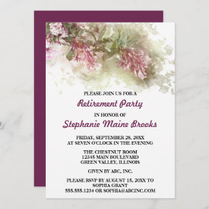 Watercolor Purple Jasmine Retirement Party Invitation