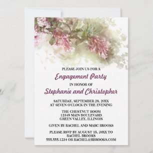 Watercolor Purple Jasmine Wedding Engagement Party Invitation