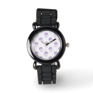 watercolor purple jellyfish watch