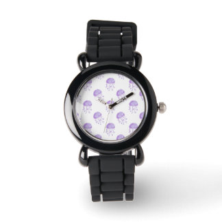 watercolor purple jellyfish watch