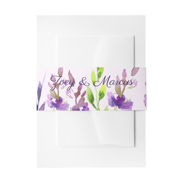 Watercolor Purple Lavender Invitation Belly Band (Front Example)