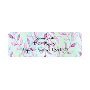 Watercolor Purple Leaf Vine Label Return Address Label
