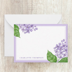 Watercolor Purple Lilacs and Personalised Name Card