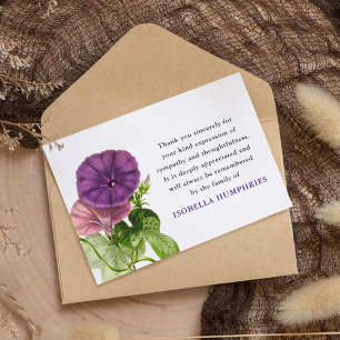 Watercolor Purple Morning Glory Thank You Card