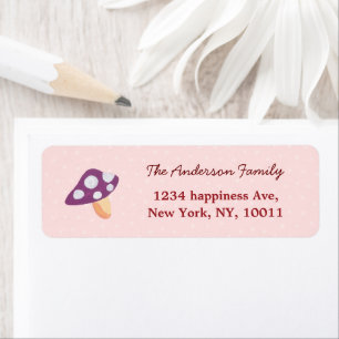 Watercolor purple mushroom pink return address label