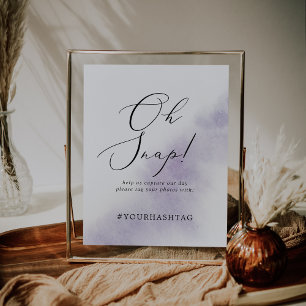 Watercolor Purple Oh Snap Wedding Hashtag Sign