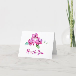 Watercolor Purple Orchid Floral Wedding Thank You Card