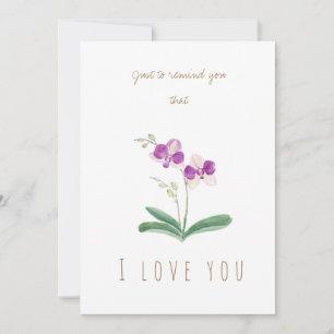 watercolor purple orchid flowers greeting card