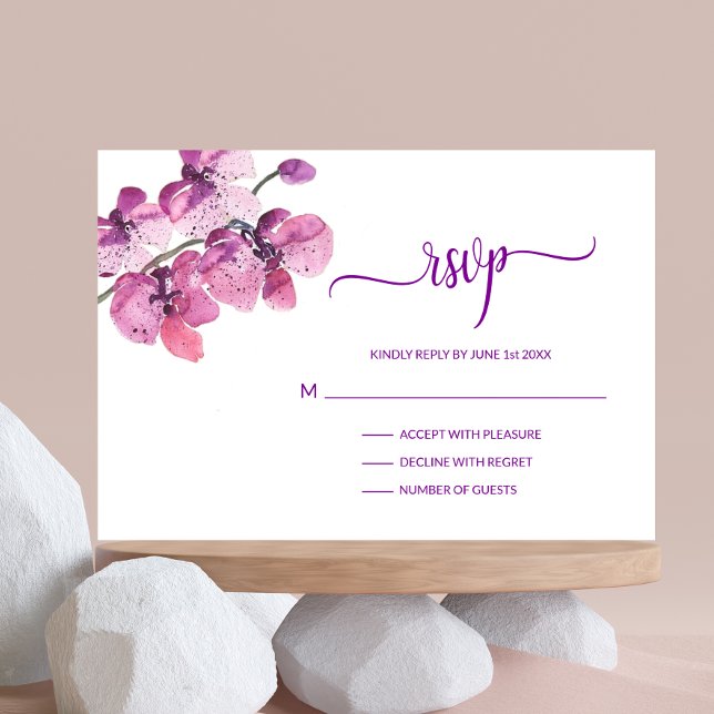 Watercolor Purple Orchid RSVP Wedding Insert (Creator Uploaded)