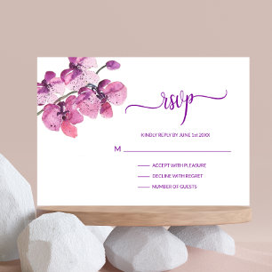 Watercolor Purple Orchid RSVP Wedding Insert Card