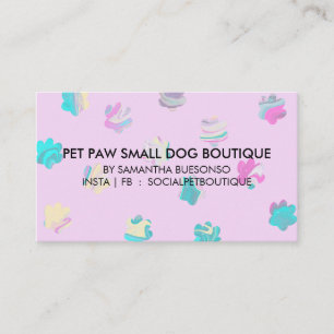 Watercolor Purple paws cat dogs pet grooming Business Card