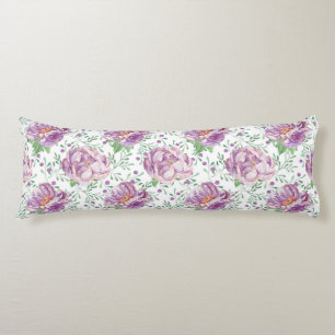 watercolor purple peony body cushion