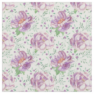 watercolor purple peony fabric