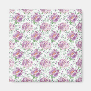 watercolor purple peony magnet