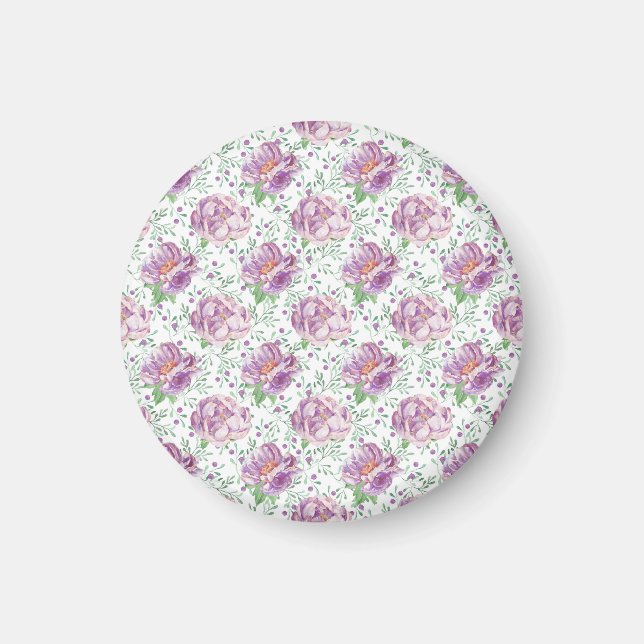 watercolor purple peony magnet (Front)