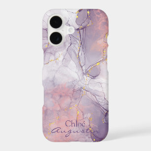 Watercolor Purple Pink alcohol Ink gold glitter C