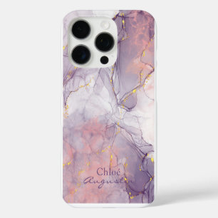 Watercolor Purple Pink alcohol Ink gold glitter  C iPhone 16 Pro Case
