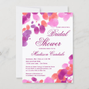 Watercolor Purple Pink Bridal Shower Invitations