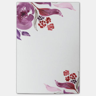 Watercolor Purple + Pink Floral Post-It Notes