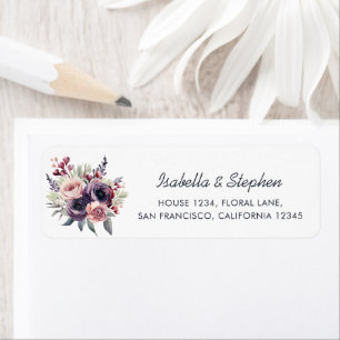 Watercolor Purple Pink Floral Return Address Label