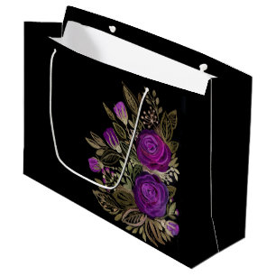 Watercolor Purple roses Large Gift Bag