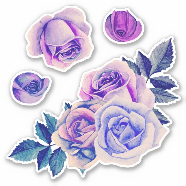 Watercolor purple roses. Lilac flowers. Lavender (Front)
