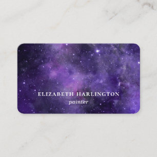 Watercolor purple space. Modern galaxy stars Business Card