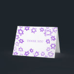 Watercolor Purple Star of David Bar Bat Mitzvah  Thank You Card<br><div class="desc">Perfect fun THANK YOU card to send after a bat mitzvah, bar mitzvah or other Jewish celebration! Hand made watercolor art for you on the front and blank inside! FULLY CUSTOMIZABLE! Click on “Personalise” above to edit the text. Click "edit using design tool" to adjust the fonts, colours and placements....</div>