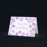 Watercolor Purple Stars MAZEL TOV Bar Bat Mitzvah  Card<br><div class="desc">Perfect fun MAZEL TOV card to send for a bat mitzvah, bar mitzvah or other Jewish celebration! Hand made watercolor art for you on the front and blank inside! FULLY CUSTOMIZABLE! Click on “Personalise” above to edit the text. Click "edit using design tool" to adjust the fonts, colours and placements....</div>