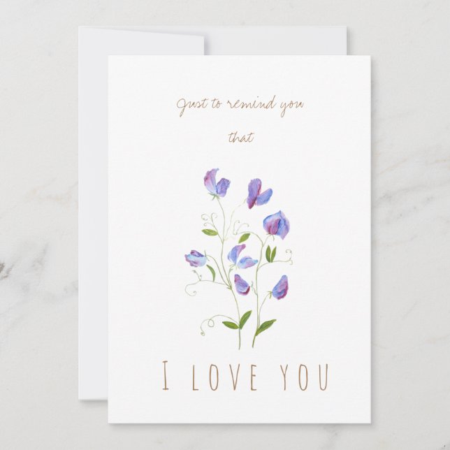 watercolor purple sweat peas flowers greeting card (Front)