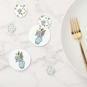 Watercolor Purple Sweet Pea Flowers Confetti