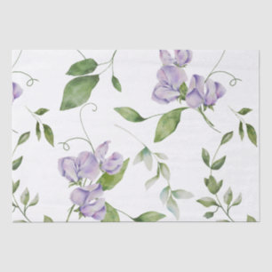 Watercolor Purple Sweet Pea Flowers Tissue Paper