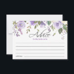 Watercolor Purple Violet Floral Bridal Shower Advice Card<br><div class="desc">Simply elegant floral rustic bouquet design in watercolor (watercolour) green greenery,  lavender,  purple,  violet,  lilac,  blush pink,  peach,  white flower roses / peony on white background and black letters. Delicate wedding bridal shower ,  ADVICE CARDS for that spring or summer theme. See matching collections for more items!</div>