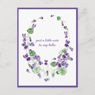 Watercolor Purple Violet Wreath Thinking of You Po Postcard