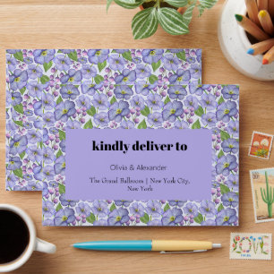 Watercolor Purple Violets & Floral Pattern Envelope