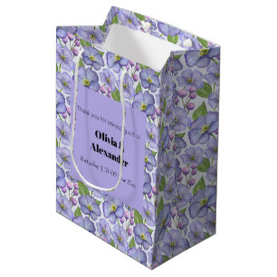 Watercolor Purple Violets & Floral Pattern Medium Gift Bag